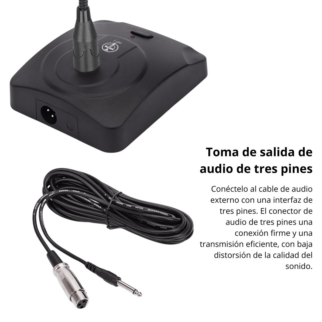 MICRÓFONO DE CONFERENCIA DE ESCRITORIO CARDIOIDE CON BASE XLR - 6