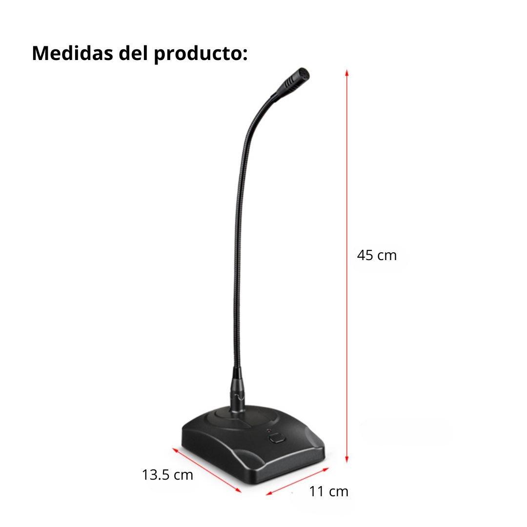 MICRÓFONO DE CONFERENCIA DE ESCRITORIO CARDIOIDE CON BASE XLR - 8