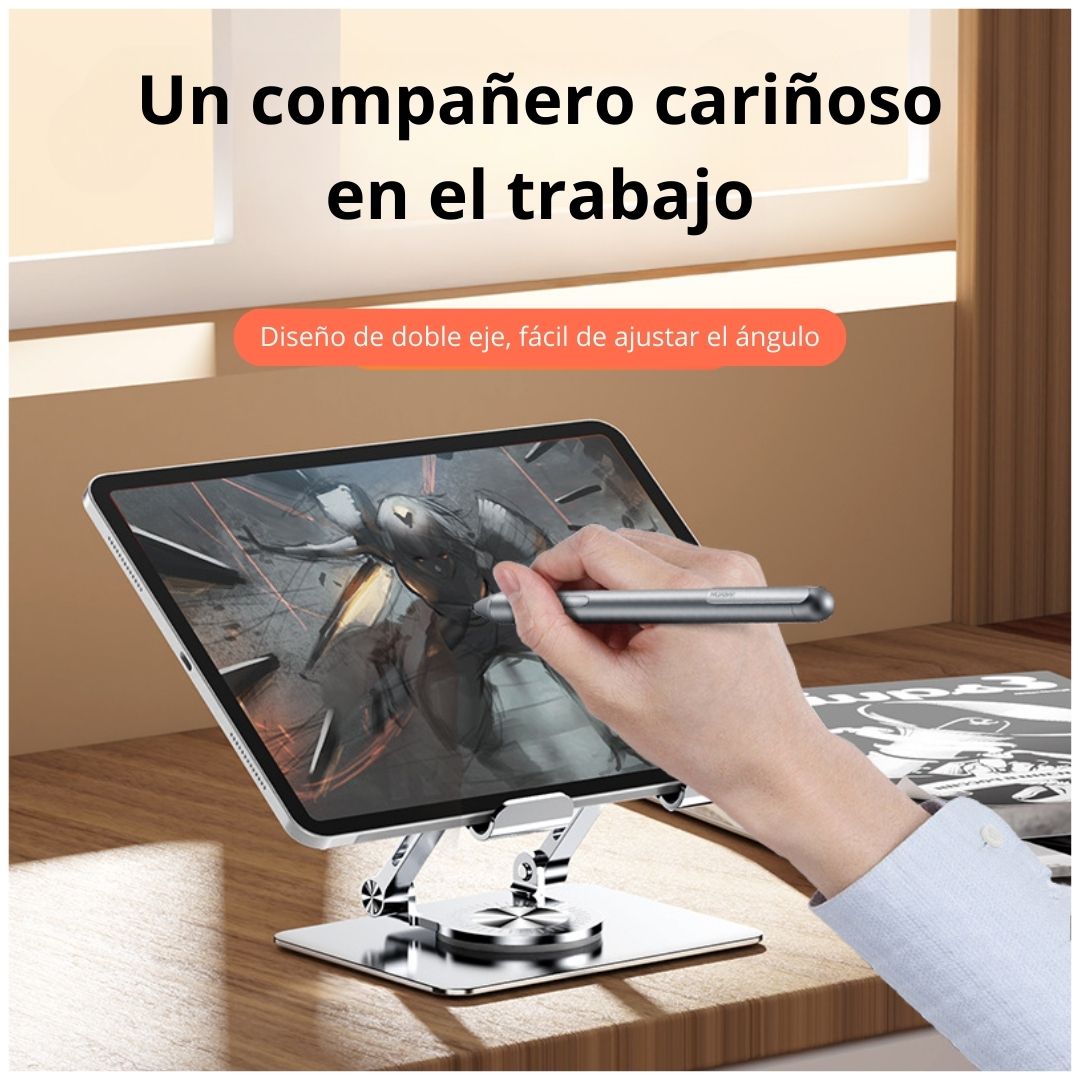 SOPORTE METÁLICO AJUSTABLE CON GIRO 360° Y DOBLE EJE PARA TABLET - 6