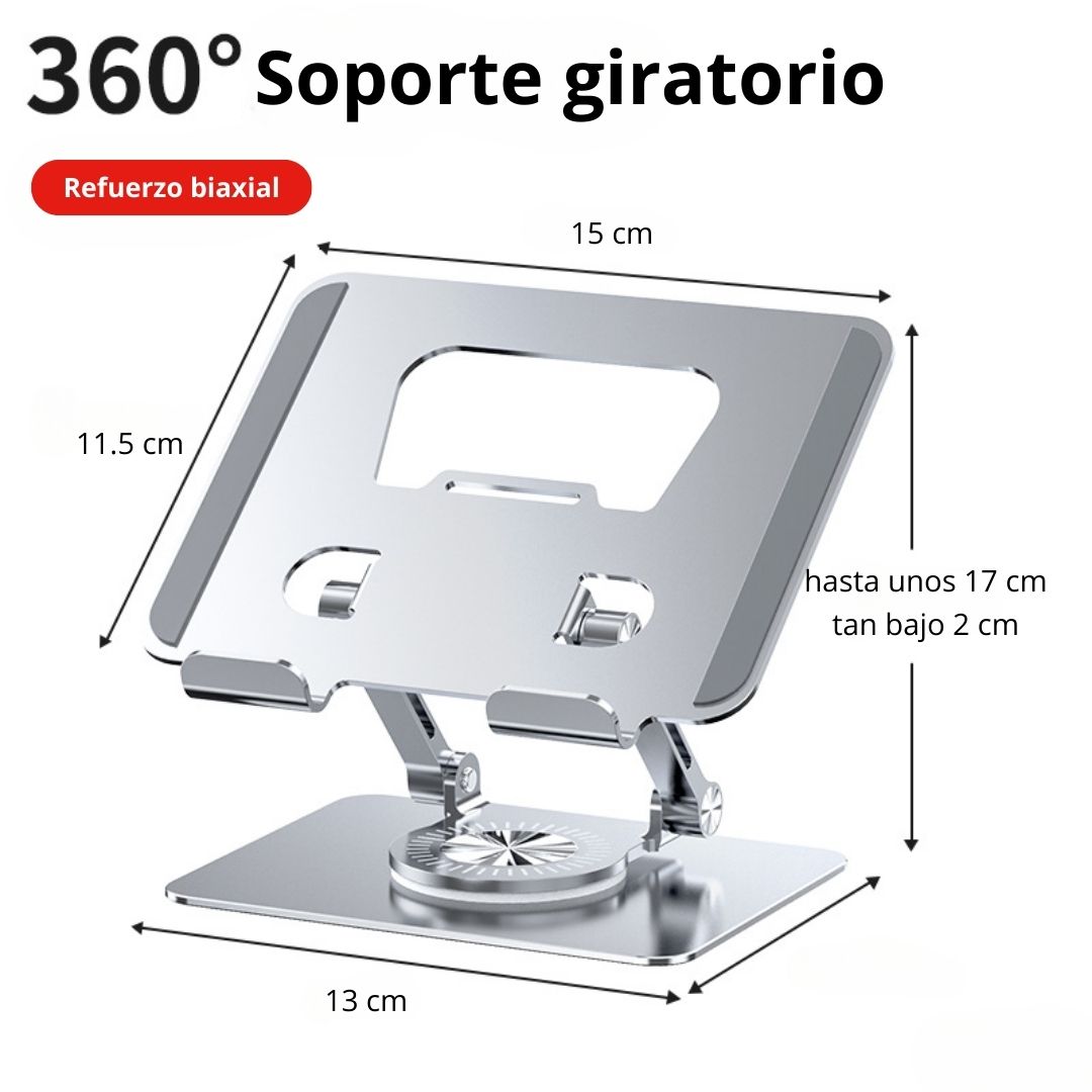 SOPORTE METÁLICO AJUSTABLE CON GIRO 360° Y DOBLE EJE PARA TABLET - 7