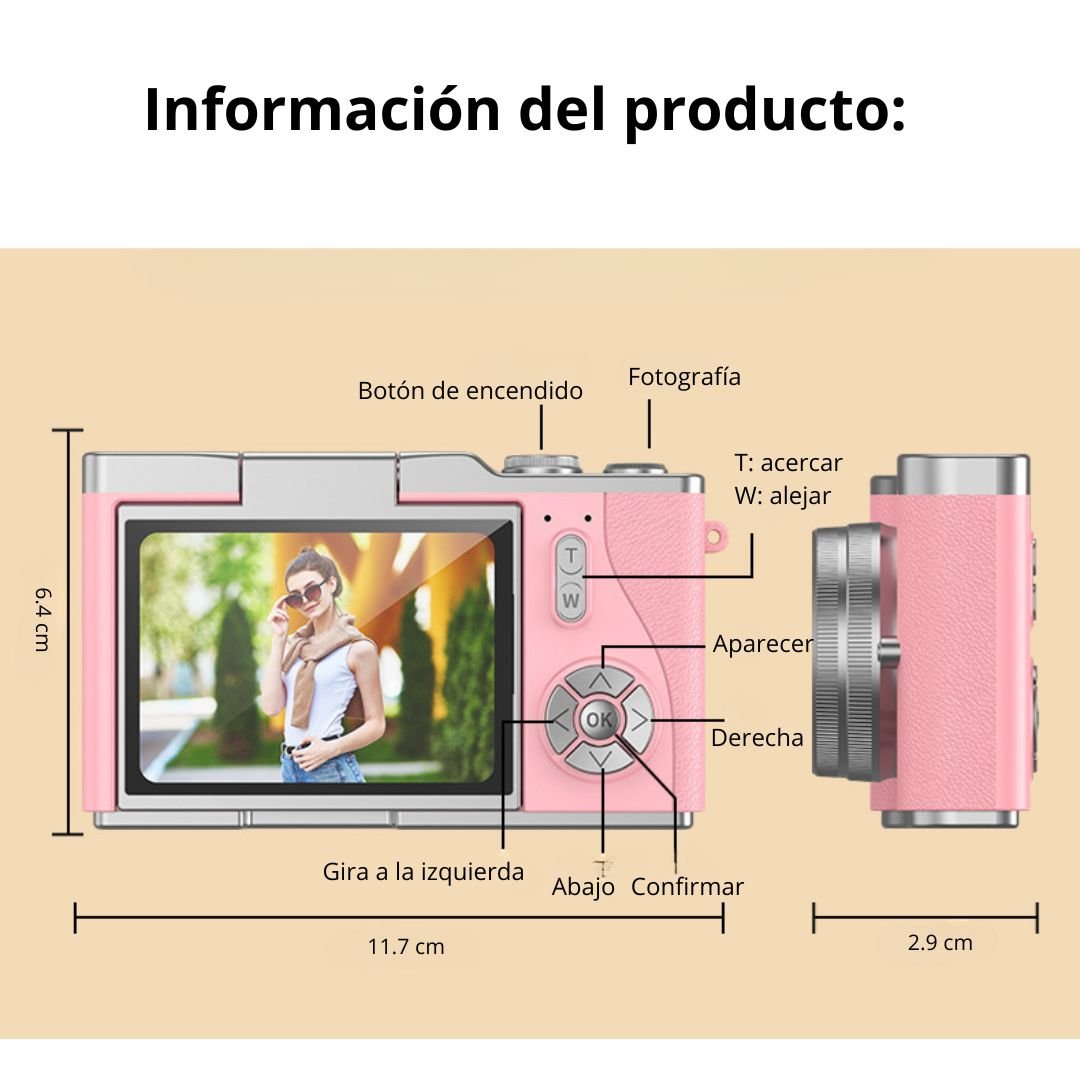 CÁMARA DIGITAL FULL HD 48MP PARA NIÑOS Y PRINCIPIANTES 24” - 7