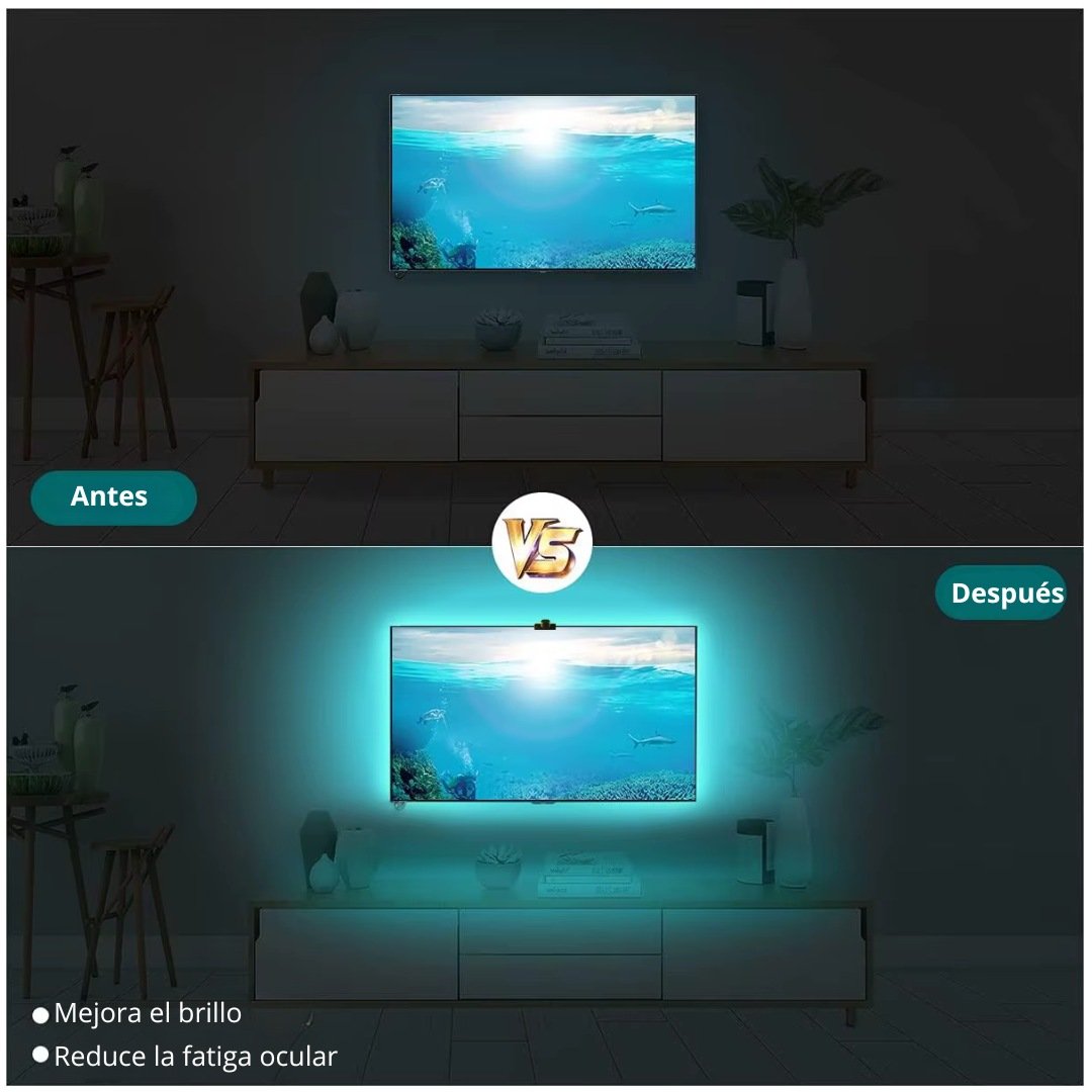 Kit Luces LED para TV RGB con Cámara, APP, Sincronización de Pantalla y Modo Música - 6