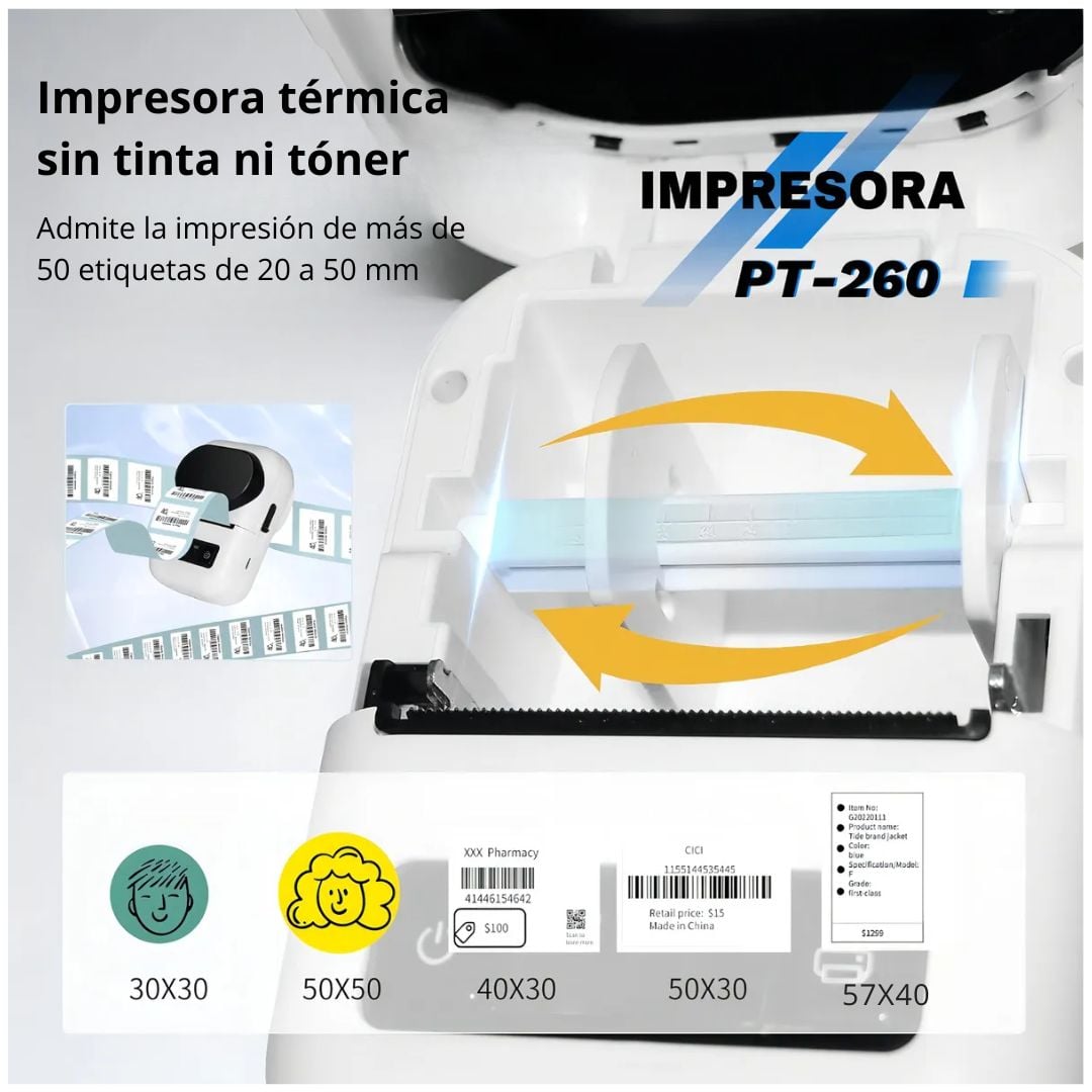 IMPRESORA TÉRMICA PORTÁTIL BLUETOOTH 58MM GOOJPRT PT-260 CON BATERÍA - 7
