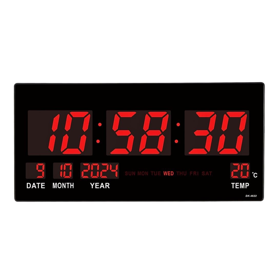 RELOJ DIGITAL LED GRANDE DE PARED 46 CM CON HORA 12/24H, FECHA, DÍA, TEMPERATURA Y BRILLO AUTOMÁTICO - 1