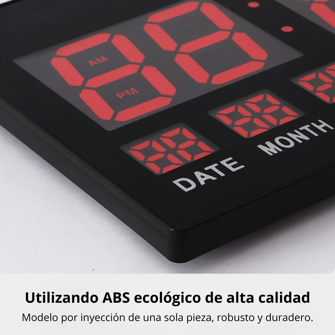 RELOJ DIGITAL LED GRANDE DE PARED 46 CM CON HORA 12/24H, FECHA, DÍA, TEMPERATURA Y BRILLO AUTOMÁTICO - 5