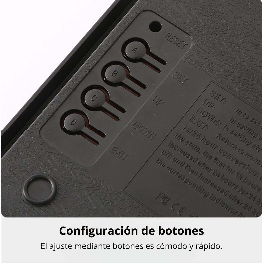 RELOJ DIGITAL LED GRANDE DE PARED 46 CM CON HORA 12/24H, FECHA, DÍA, TEMPERATURA Y BRILLO AUTOMÁTICO - 6