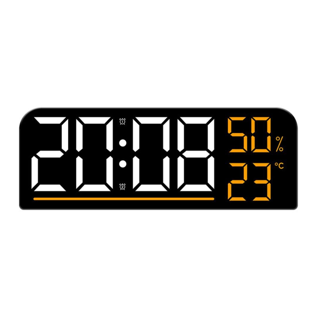 RELOJ DIGITAL LED DE PARED Y ESCRITORIO 24 CM CON TEMPERATURA, HUMEDAD Y DOBLE ALARMA - 1