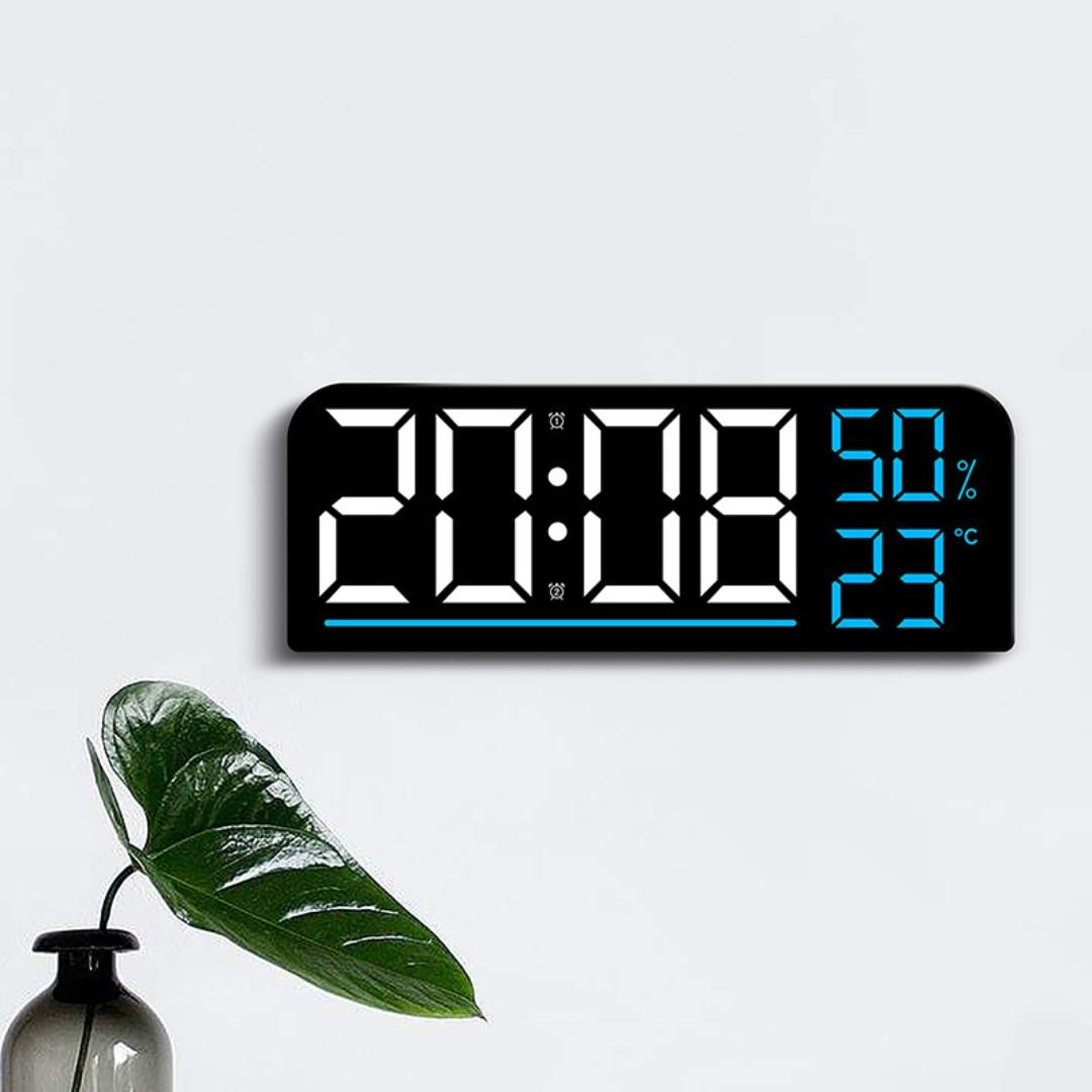 RELOJ DIGITAL LED DE PARED Y ESCRITORIO 24 CM CON TEMPERATURA, HUMEDAD Y DOBLE ALARMA - 3