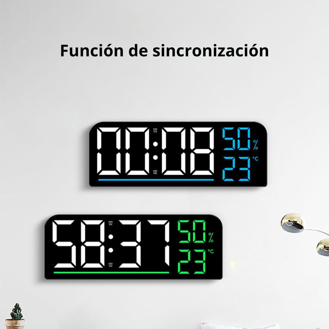 RELOJ DIGITAL LED DE PARED Y ESCRITORIO 24 CM CON TEMPERATURA, HUMEDAD Y DOBLE ALARMA - 6