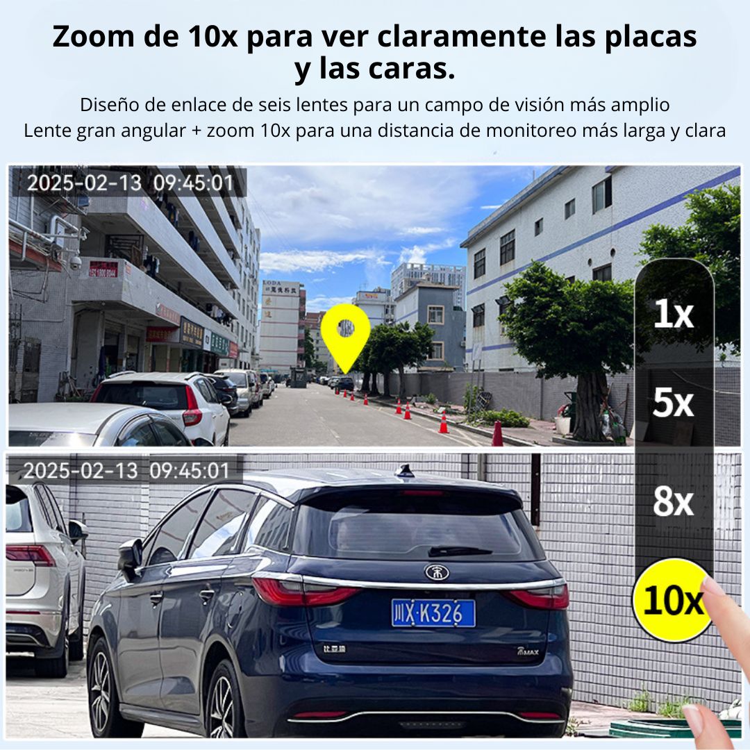 CÁMARA DE SEGURIDAD WIFI PTZ 360° TRIPLE LENTE UHD CON ZOOM 10X VISIÓN NOCTURNA AUDIO Y SIRENA - 3