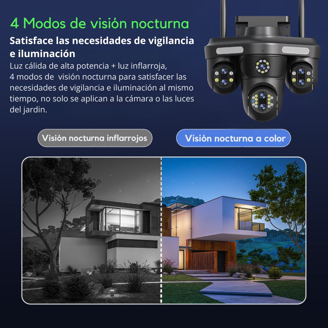 CÁMARA DE SEGURIDAD WIFI PTZ 360° TRIPLE LENTE UHD CON ZOOM 10X VISIÓN NOCTURNA AUDIO Y SIRENA - 5