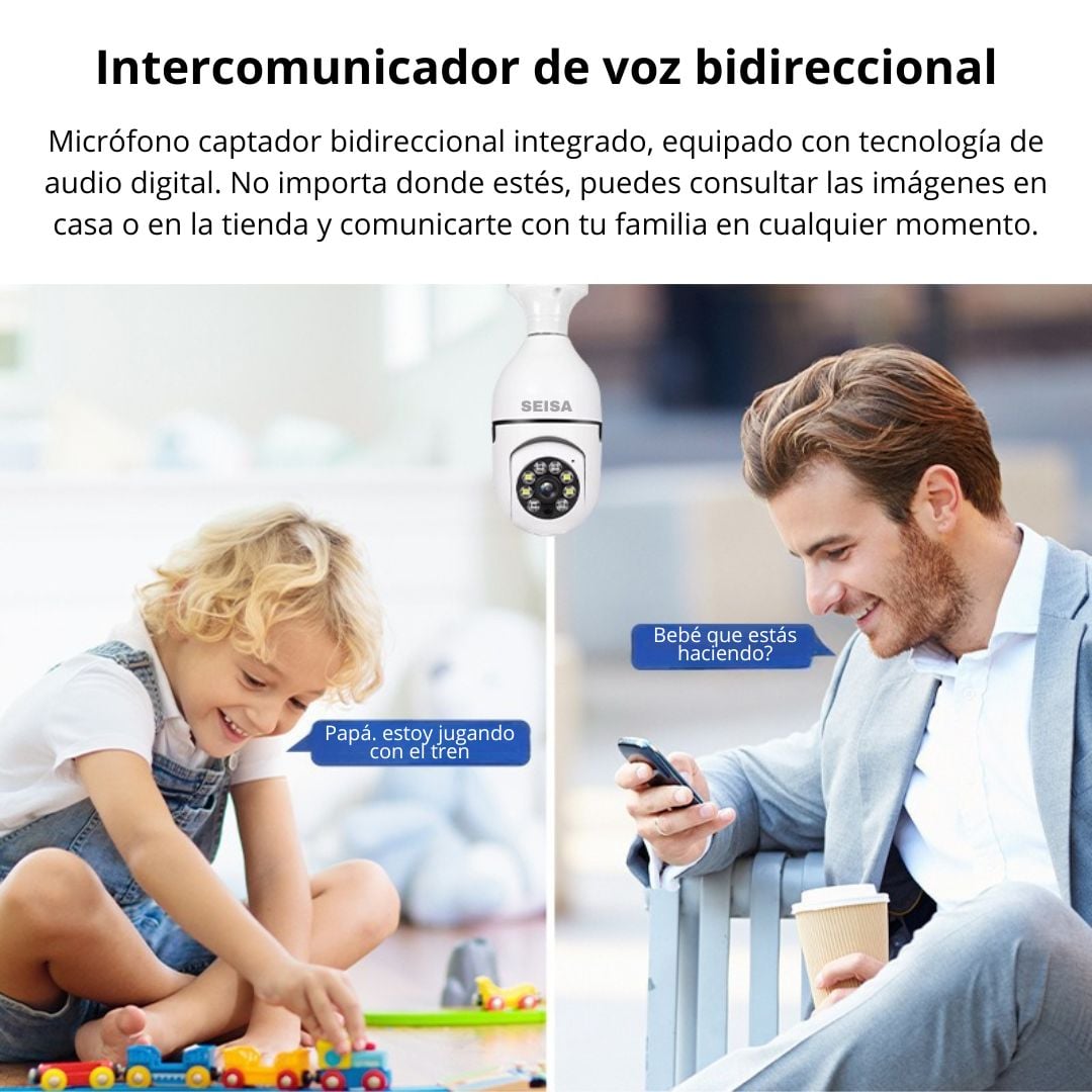 CÁMARA FOCO WIFI SEISA 1080P FULL HD CON VISIÓN NOCTURNA DETECCIÓN DE MOVIMIENTO Y AUDIO 360° - 4
