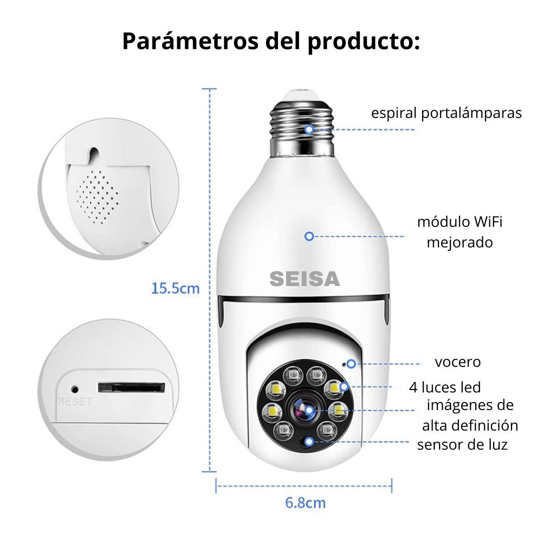 CÁMARA FOCO WIFI SEISA 1080P FULL HD CON VISIÓN NOCTURNA DETECCIÓN DE MOVIMIENTO Y AUDIO 360° - 8