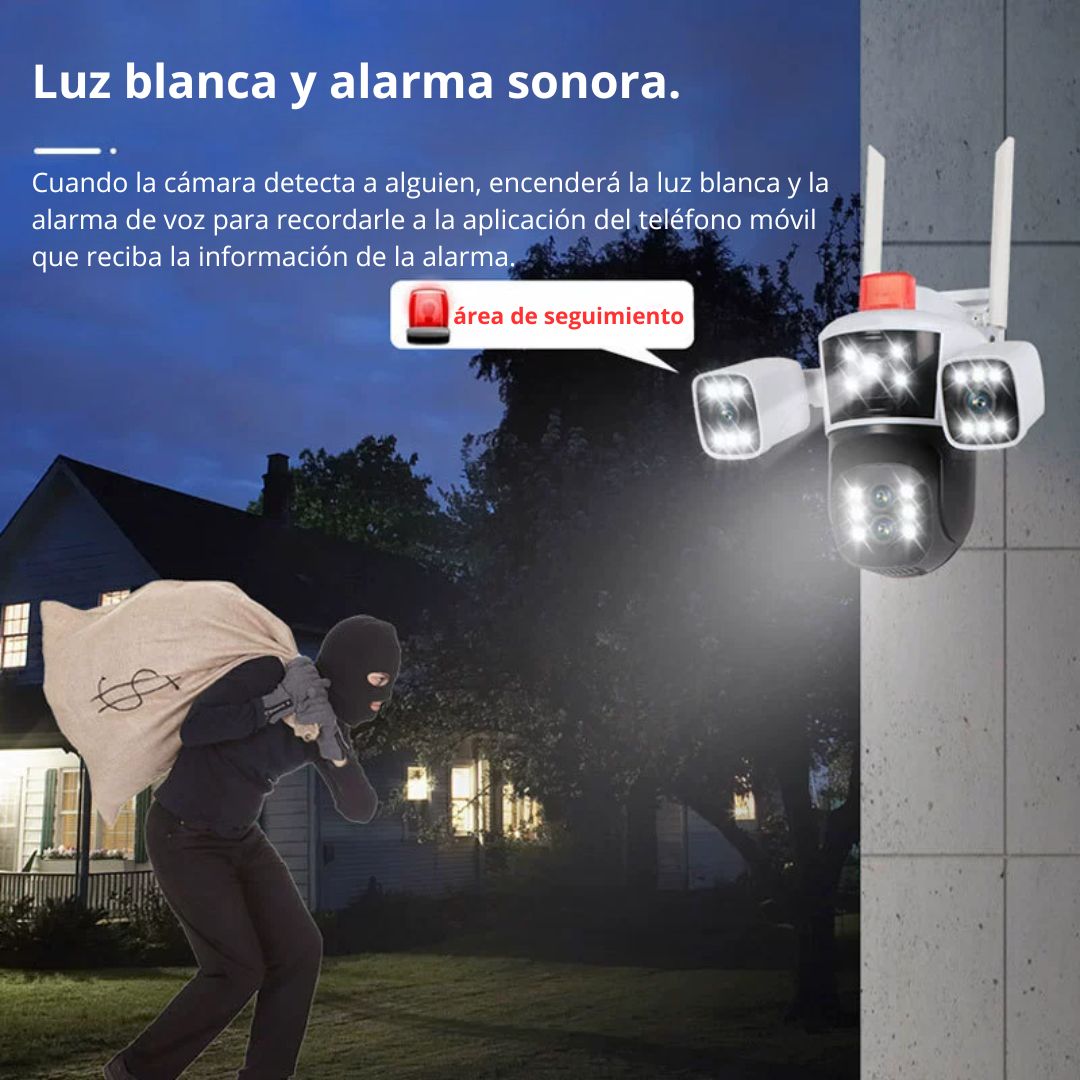 CÁMARA DE SEGURIDAD WIFI PTZ 360° FULL HD CON TRIPLE LENTE ZOOM 10X VISIÓN NOCTURNA COLOR Y SIRENA - 5