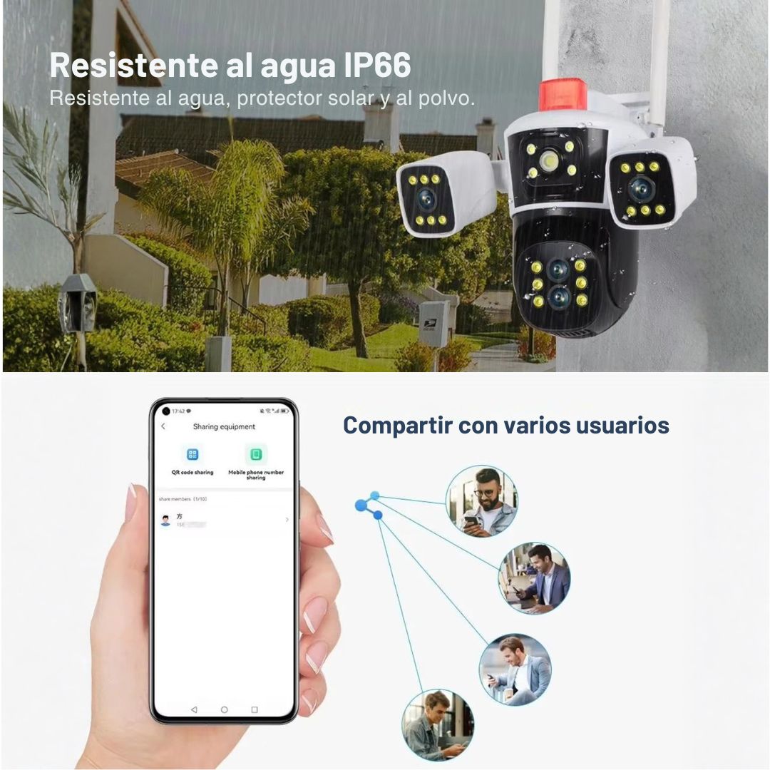 CÁMARA DE SEGURIDAD WIFI PTZ 360° FULL HD CON TRIPLE LENTE ZOOM 10X VISIÓN NOCTURNA COLOR Y SIRENA - 7