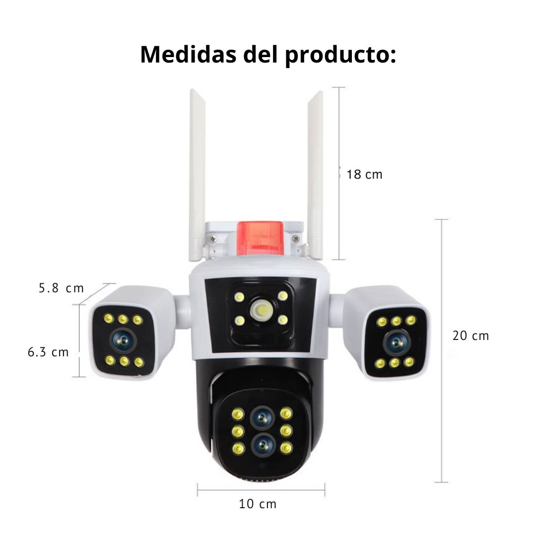 CÁMARA DE SEGURIDAD WIFI PTZ 360° FULL HD CON TRIPLE LENTE ZOOM 10X VISIÓN NOCTURNA COLOR Y SIRENA - 8