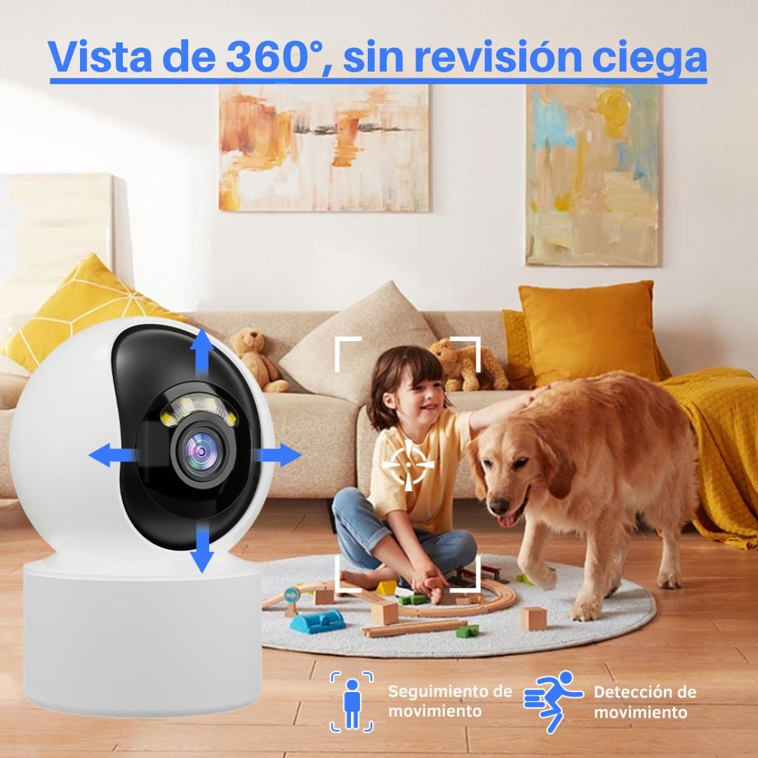 CÁMARA WIFI INTELIGENTE SEISA 2K SUPER HD CON SEGUIMIENTO AUTOMÁTICO VISIÓN NOCTURNA Y AUDIO 360° - 3