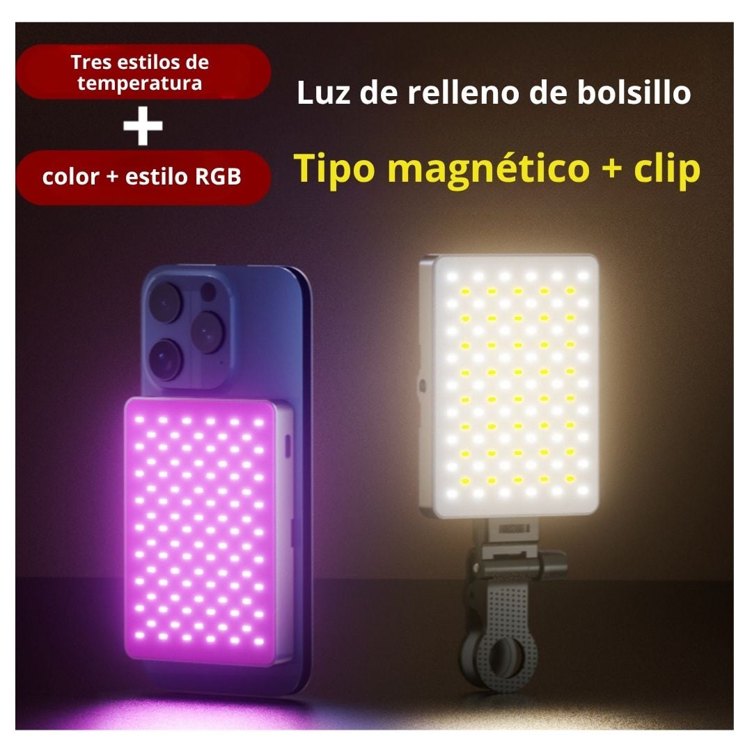 LUZ MAGNÉTICA RGB RECARGABLE F06 CON CLIP CONTROL MANUAL MODOS DE ILUMINACIÓN Y BATERÍA USB TIPO C - 2