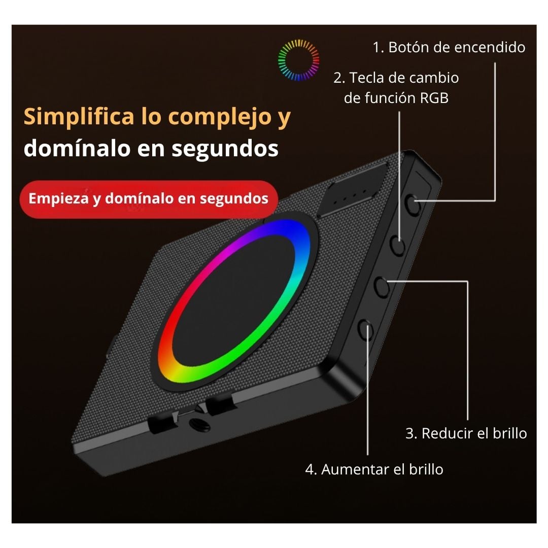 LUZ MAGNÉTICA RGB RECARGABLE F06 CON CLIP CONTROL MANUAL MODOS DE ILUMINACIÓN Y BATERÍA USB TIPO C - 3