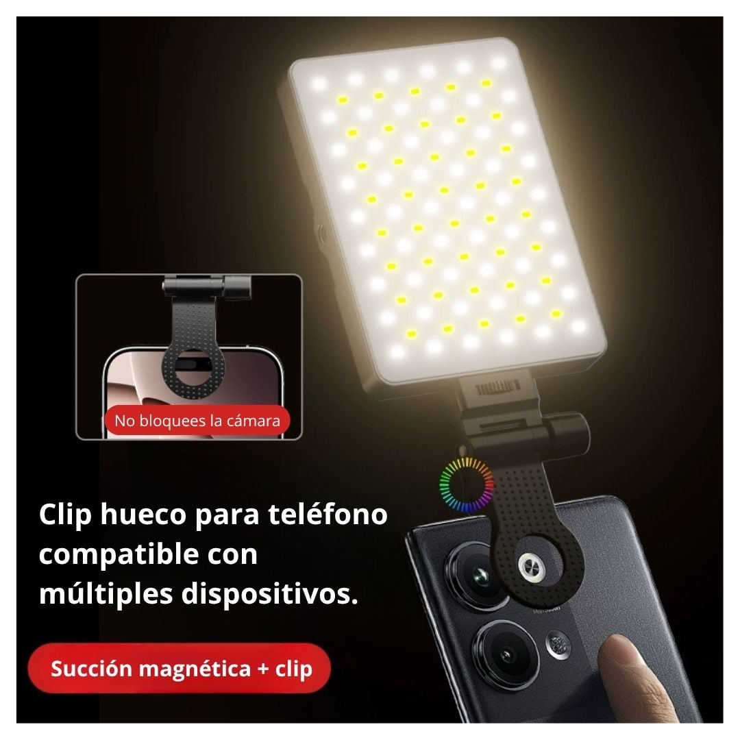 LUZ MAGNÉTICA RGB RECARGABLE F06 CON CLIP CONTROL MANUAL MODOS DE ILUMINACIÓN Y BATERÍA USB TIPO C - 4