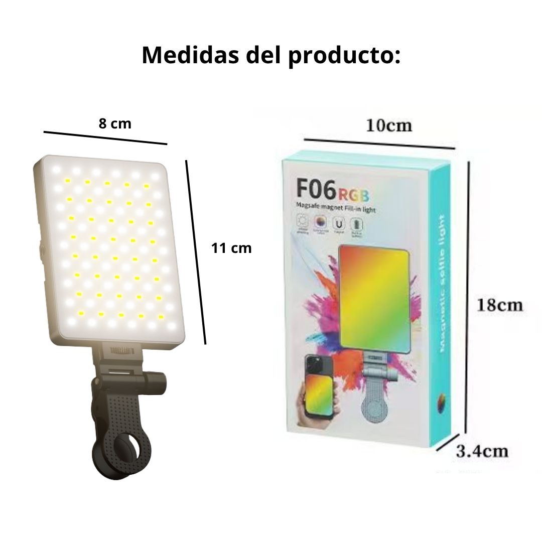 LUZ MAGNÉTICA RGB RECARGABLE F06 CON CLIP CONTROL MANUAL MODOS DE ILUMINACIÓN Y BATERÍA USB TIPO C - 8