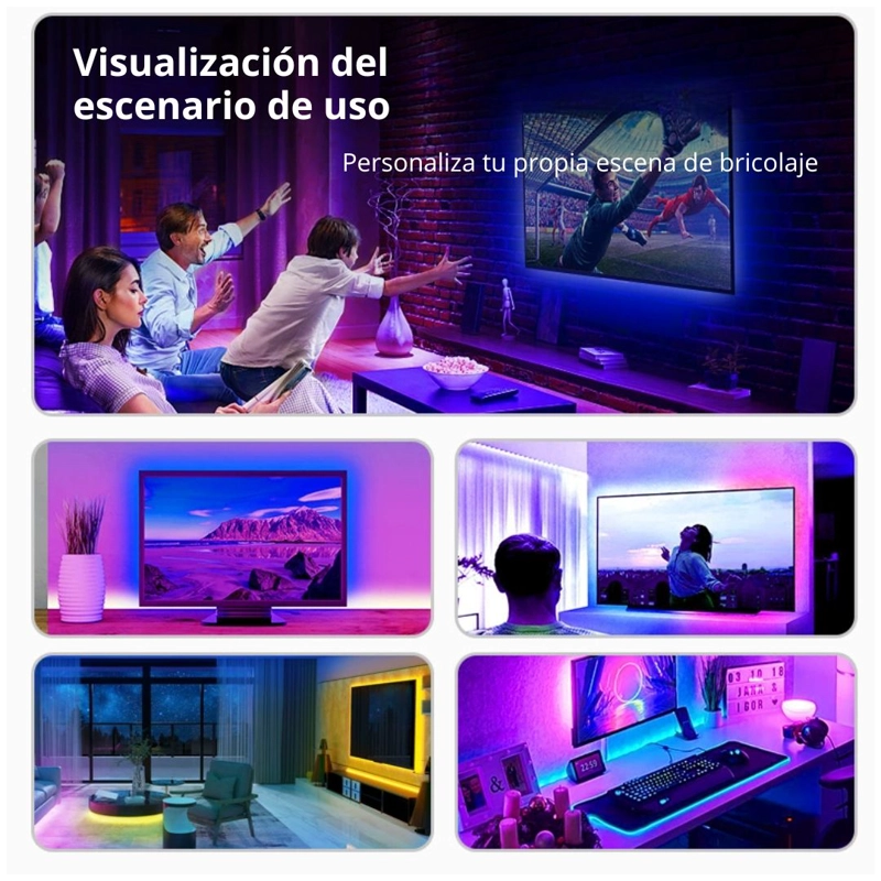 TIRA LED RGB BLUETOOTH 10 M CON APP, CONTROL REMOTO, MODO MÚSICA Y BRILLO REGULABLE - 5