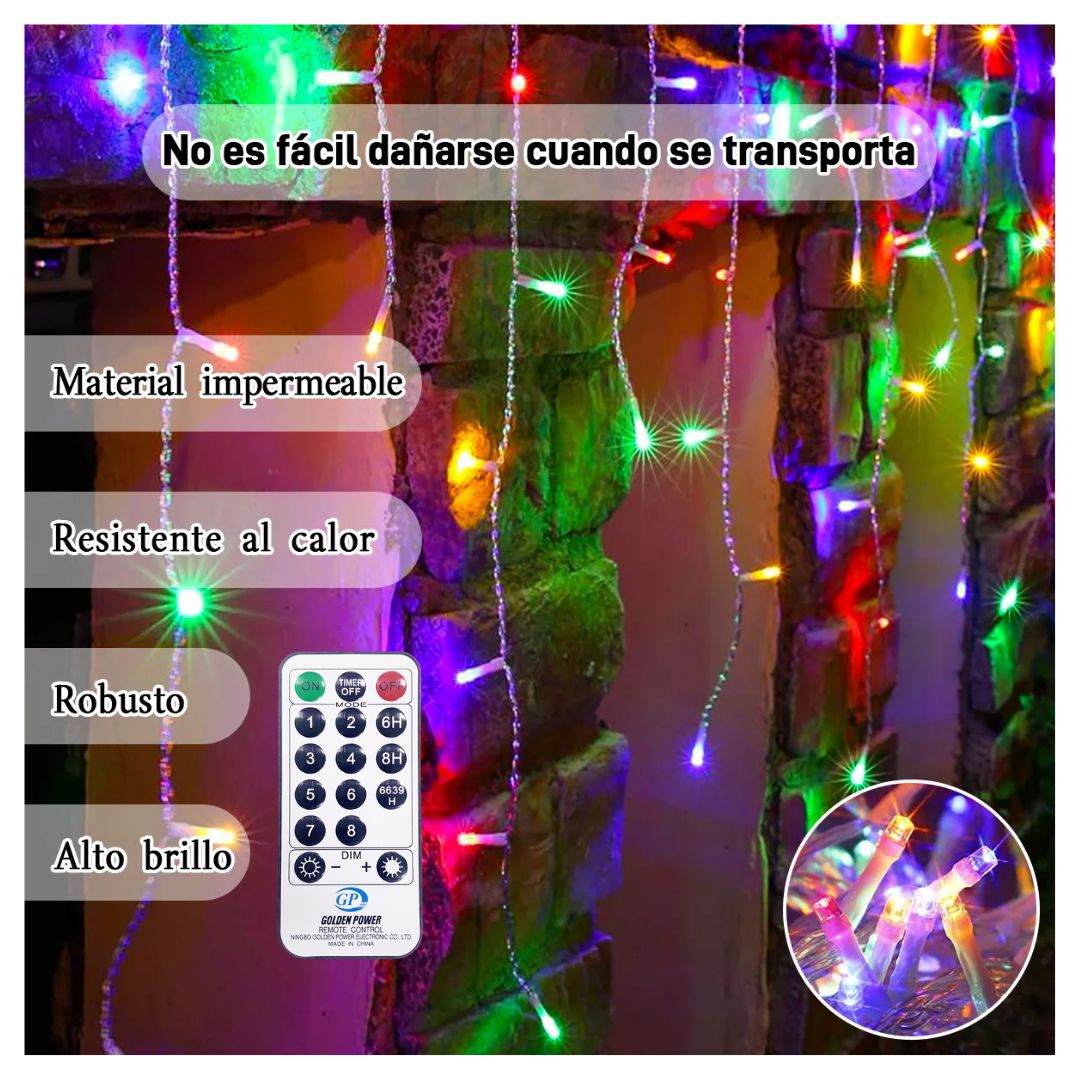 CORTINA DE LUCES LED RGB 20M NAVIDEÑA CON CONTROL REMOTO, TEMPORIZADOR 6/8H Y 8 MODOS DE ILUMINACIÓN - 2