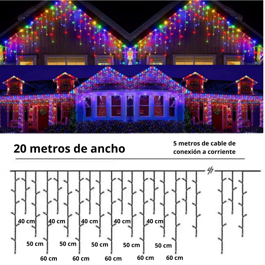 CORTINA DE LUCES LED RGB 20M NAVIDEÑA CON CONTROL REMOTO, TEMPORIZADOR 6/8H Y 8 MODOS DE ILUMINACIÓN - 3