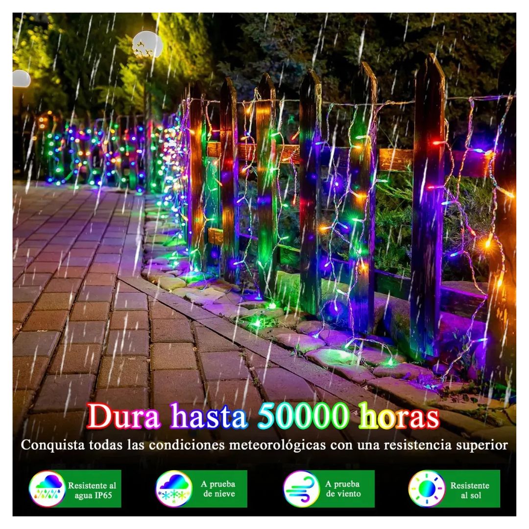 CORTINA DE LUCES LED RGB 20M NAVIDEÑA CON CONTROL REMOTO, TEMPORIZADOR 6/8H Y 8 MODOS DE ILUMINACIÓN - 5