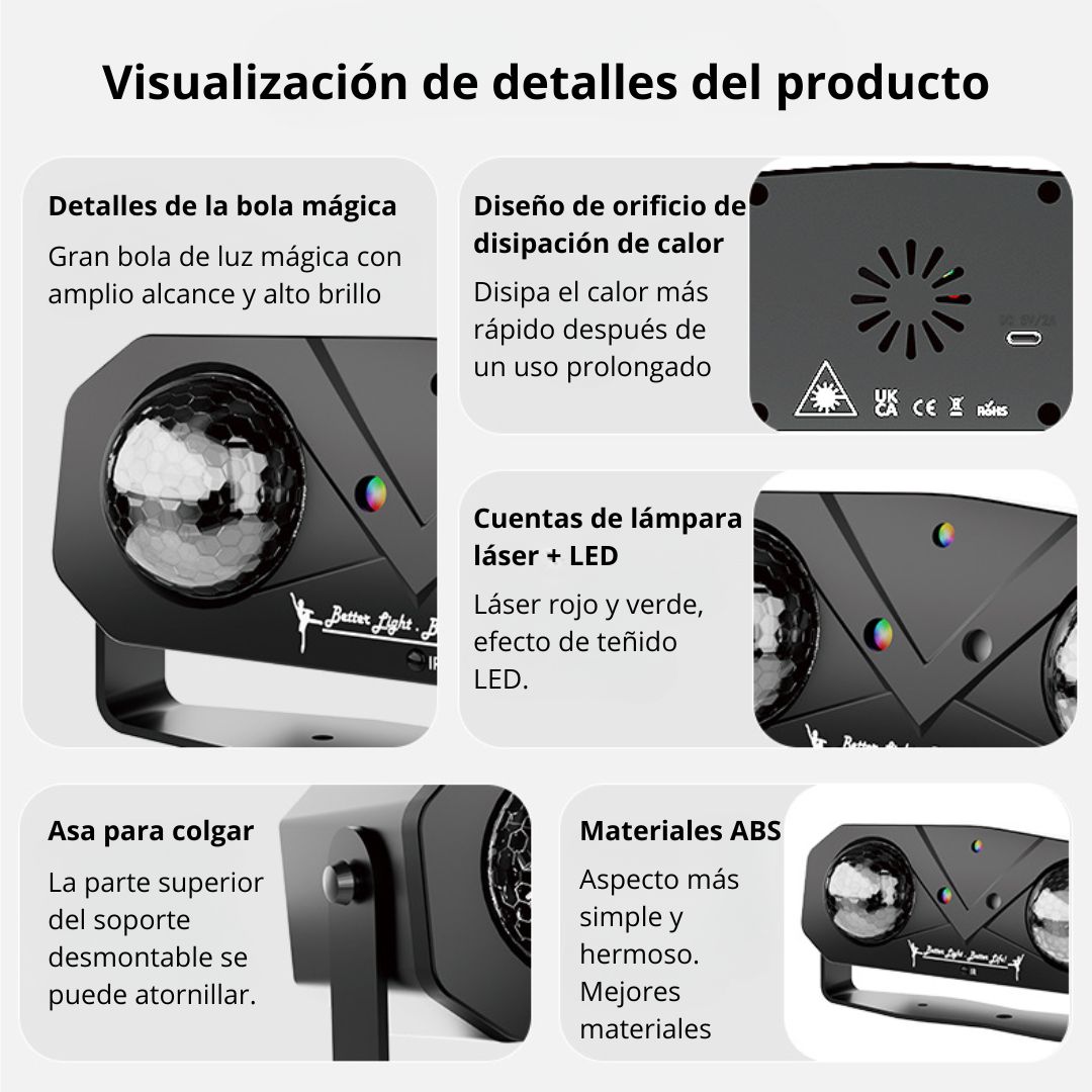 PROYECTOR DE LUZ 5 EN 1 SEISA EMS-38 LÁSER RGB, CONTROL REMOTO Y MODO MÚSICA PARA FIESTAS Y EVENTOS - 5