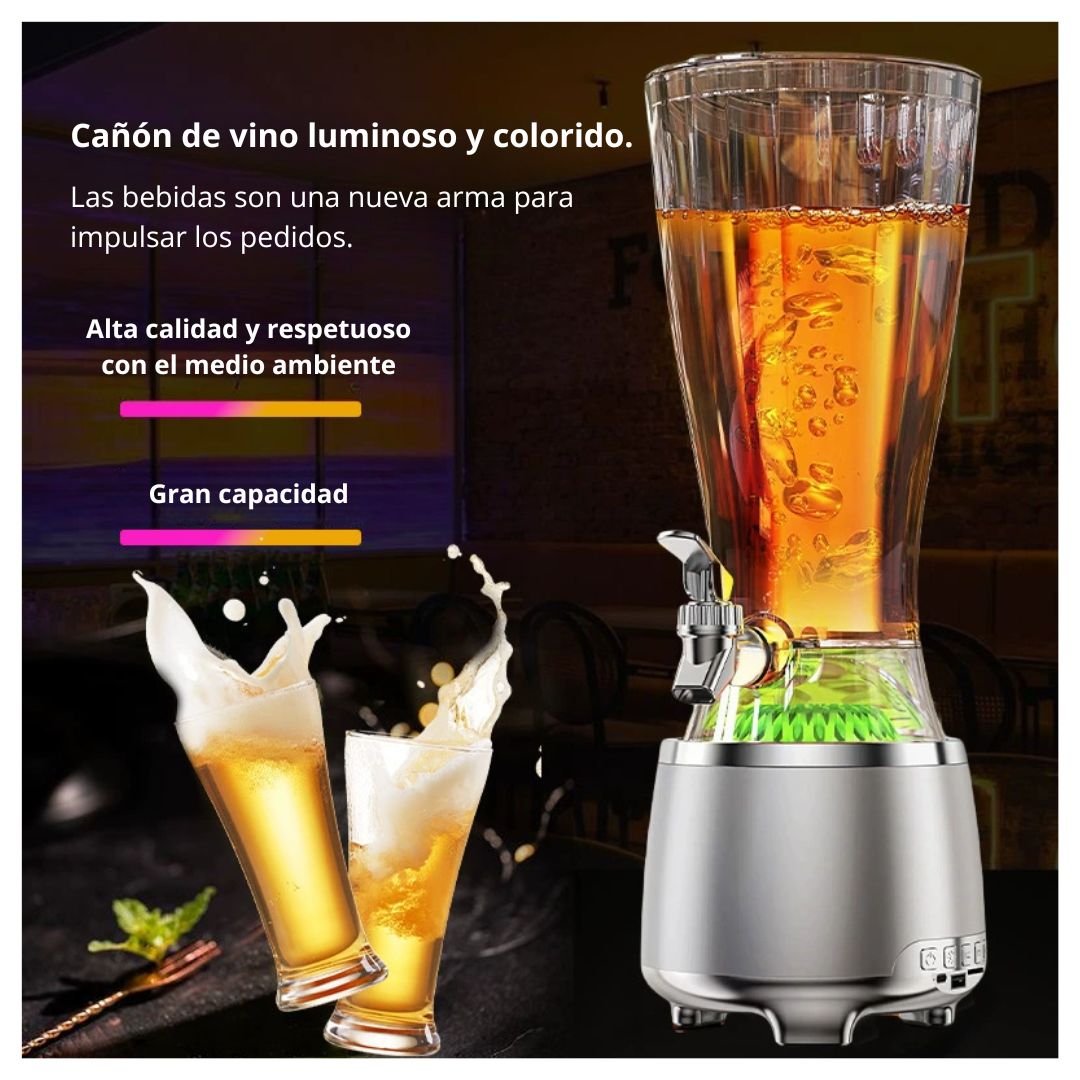 PARLANTE BLUETOOTH LED SEISA YX-S9866 RGB CON DISPENSADOR 2.5 L TIPO CAÑÓN DE CERVEZA PARA FIESTAS - 2