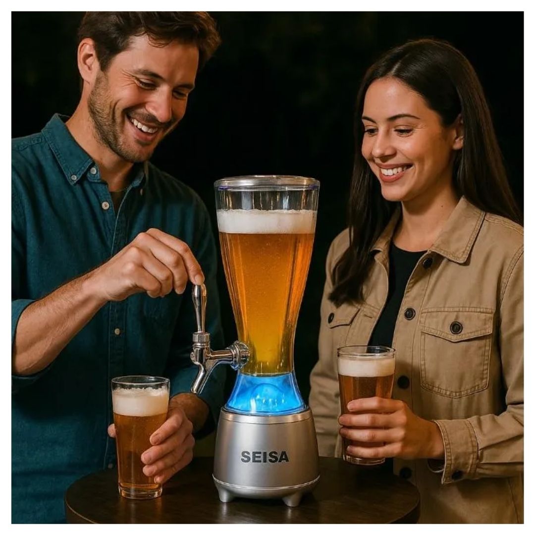 PARLANTE BLUETOOTH LED SEISA YX-S9866 RGB CON DISPENSADOR 2.5 L TIPO CAÑÓN DE CERVEZA PARA FIESTAS - 7