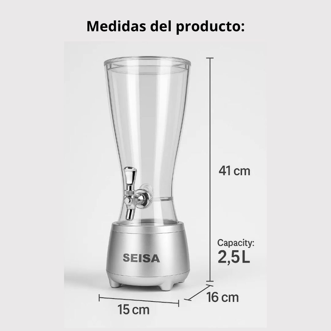 PARLANTE BLUETOOTH LED SEISA YX-S9866 RGB CON DISPENSADOR 2.5 L TIPO CAÑÓN DE CERVEZA PARA FIESTAS - 8