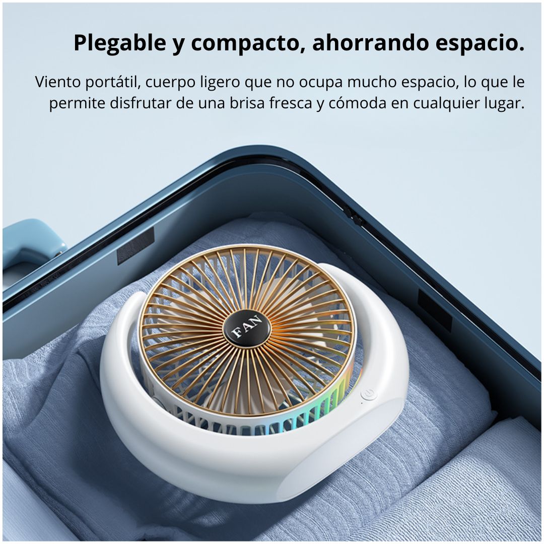 VENTILADOR DE ESCRITORIO RGB TIPO LUNA SILENCIOSO CON 3 VELOCIDADES AJUSTABLES Y LUZ AMBIENTAL - 5