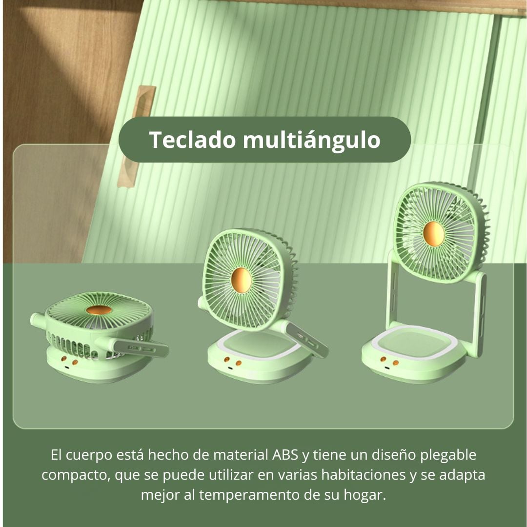 VENTILADOR PORTÁTIL DE ESCRITORIO RECARGABLE USB TIPO C CON LUZ LED Y 3 VELOCIDADES - 3