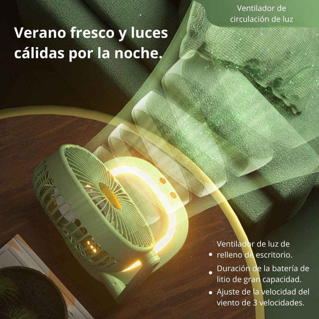 VENTILADOR PORTÁTIL DE ESCRITORIO RECARGABLE USB TIPO C CON LUZ LED Y 3 VELOCIDADES - 4