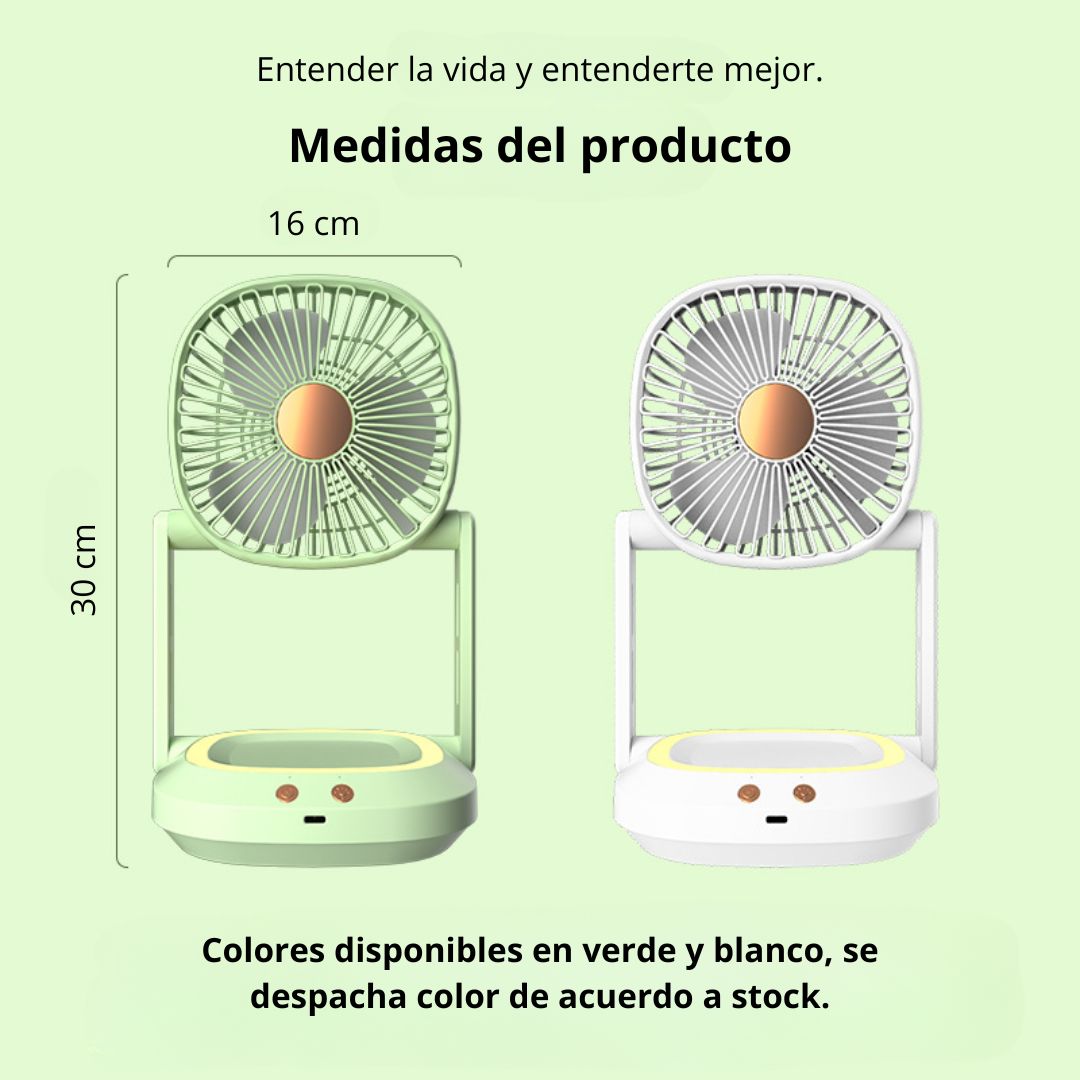 VENTILADOR PORTÁTIL DE ESCRITORIO RECARGABLE USB TIPO C CON LUZ LED Y 3 VELOCIDADES - 6
