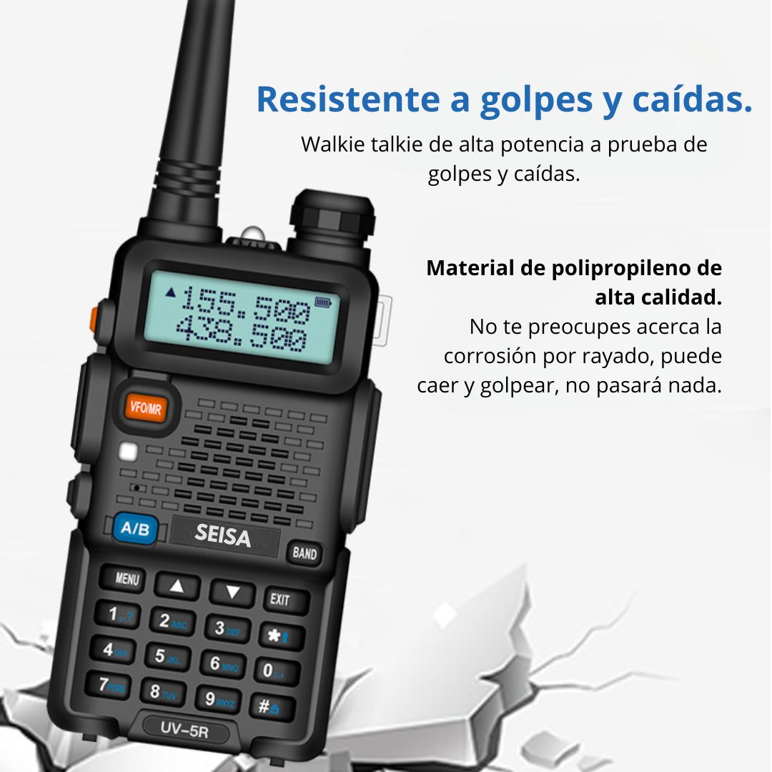 WALKIE TALKIE SEISA 8W DOBLE BANDA VHF/UHF IP67 128 CANALES, ALCANCE HASTA 5 KM, FM, VOX Y CTCSS/DCS - 3