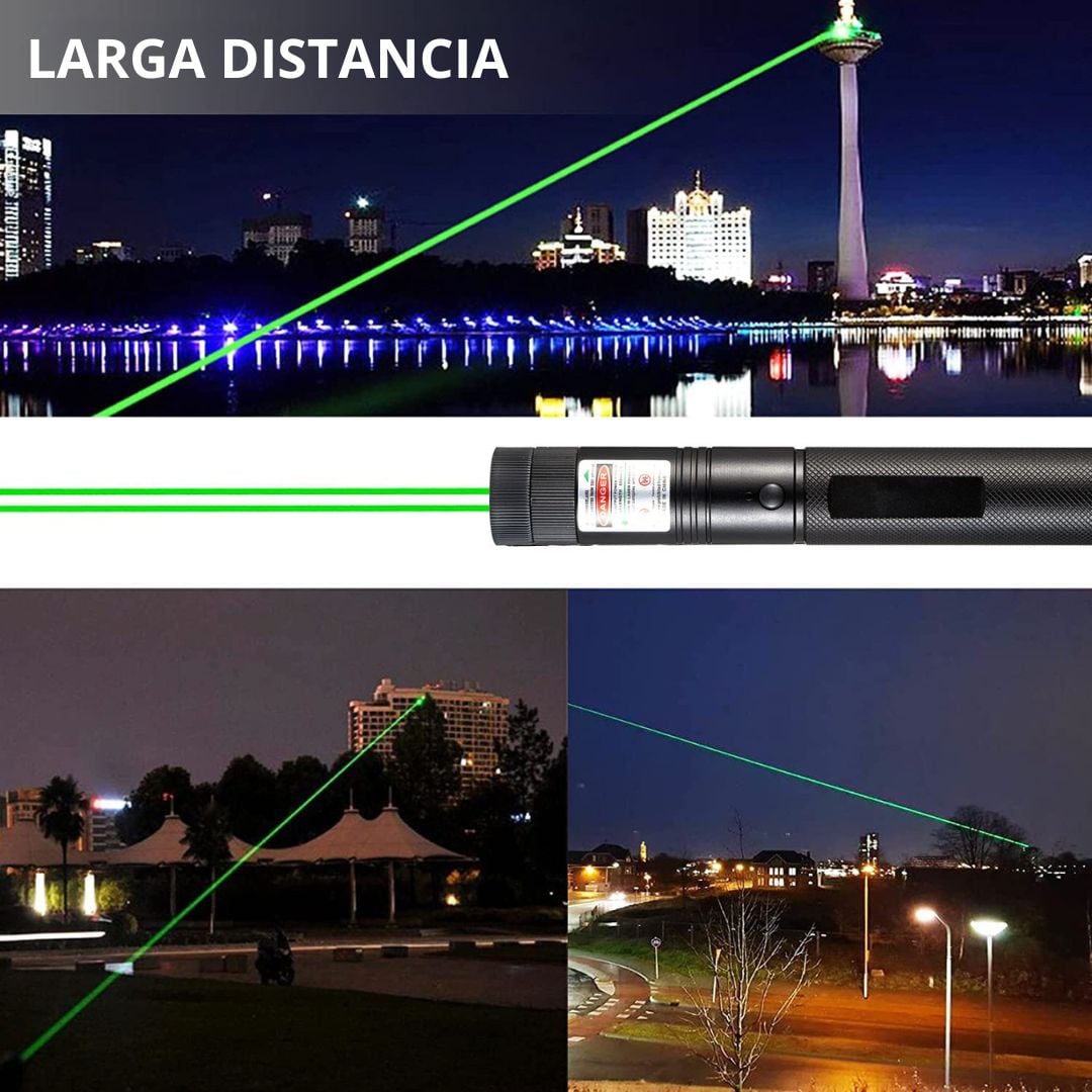 PUNTERO LÁSER VERDE PROFESIONAL 3000 M CON LLAVE DE SEGURIDAD Y BATERÍA RECARGABLE - 3