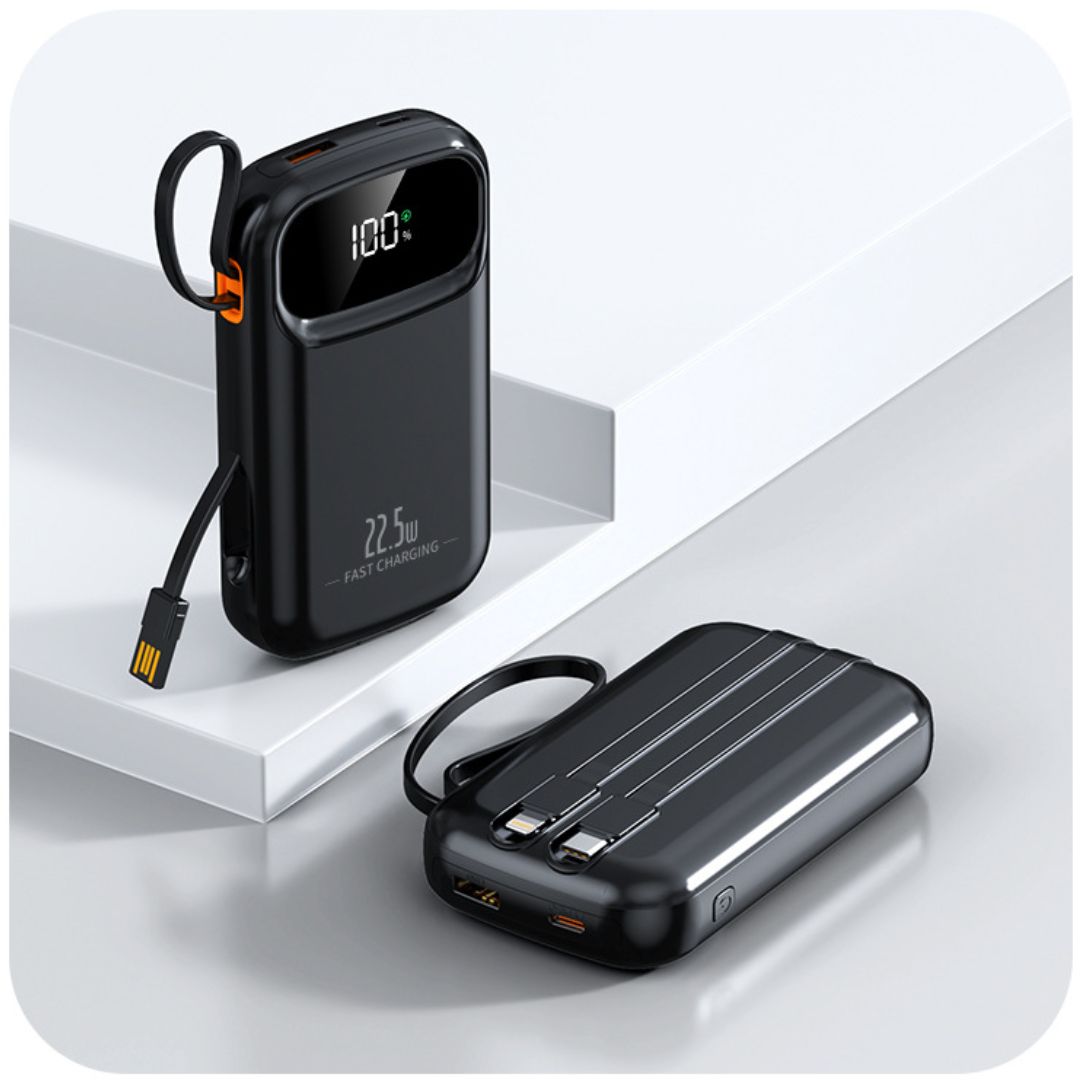 POWER BANK 20000 MAH CON CARGA RÁPIDA PD 22.5W, CABLES INTEGRADOS TIPO C Y LIGHTNING - 3