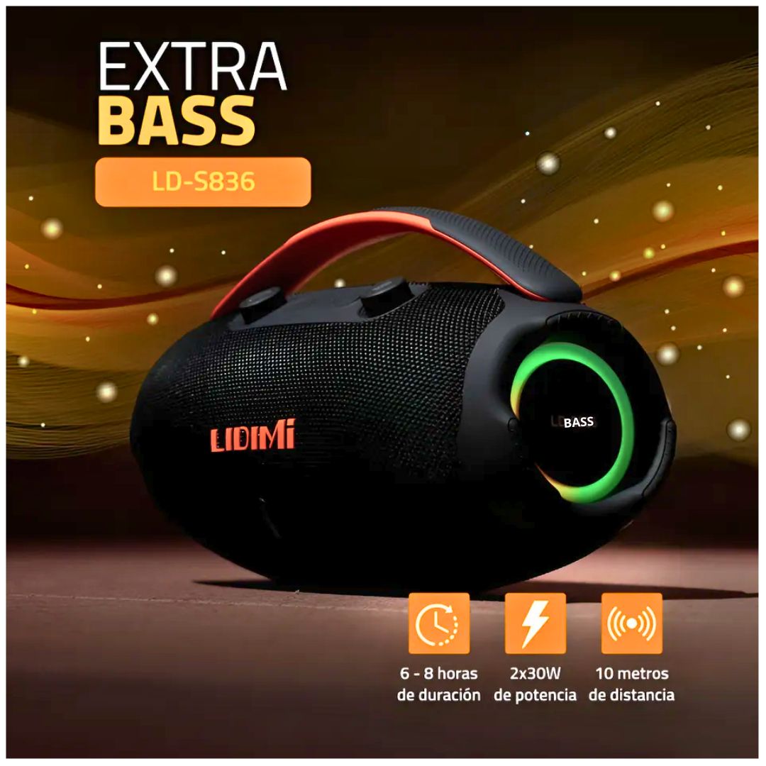 PARLANTE BLUETOOTH 5.3 LIDIMI LD-S836 60W CON BASS BOOST Y LUCES RGB - 3