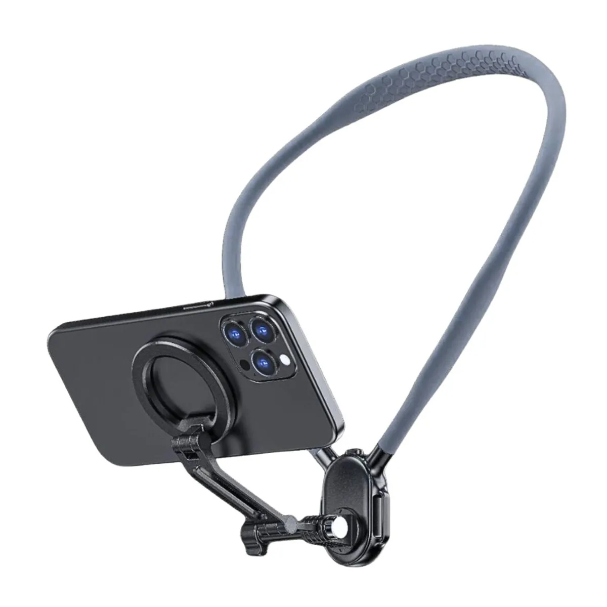 SOPORTE MAGNÉTICO DE CUELLO PARA CELULAR MANOS LIBRES CON ROTACIÓN 360° PARA GRABACIÓN VLOGS Y POV - 1
