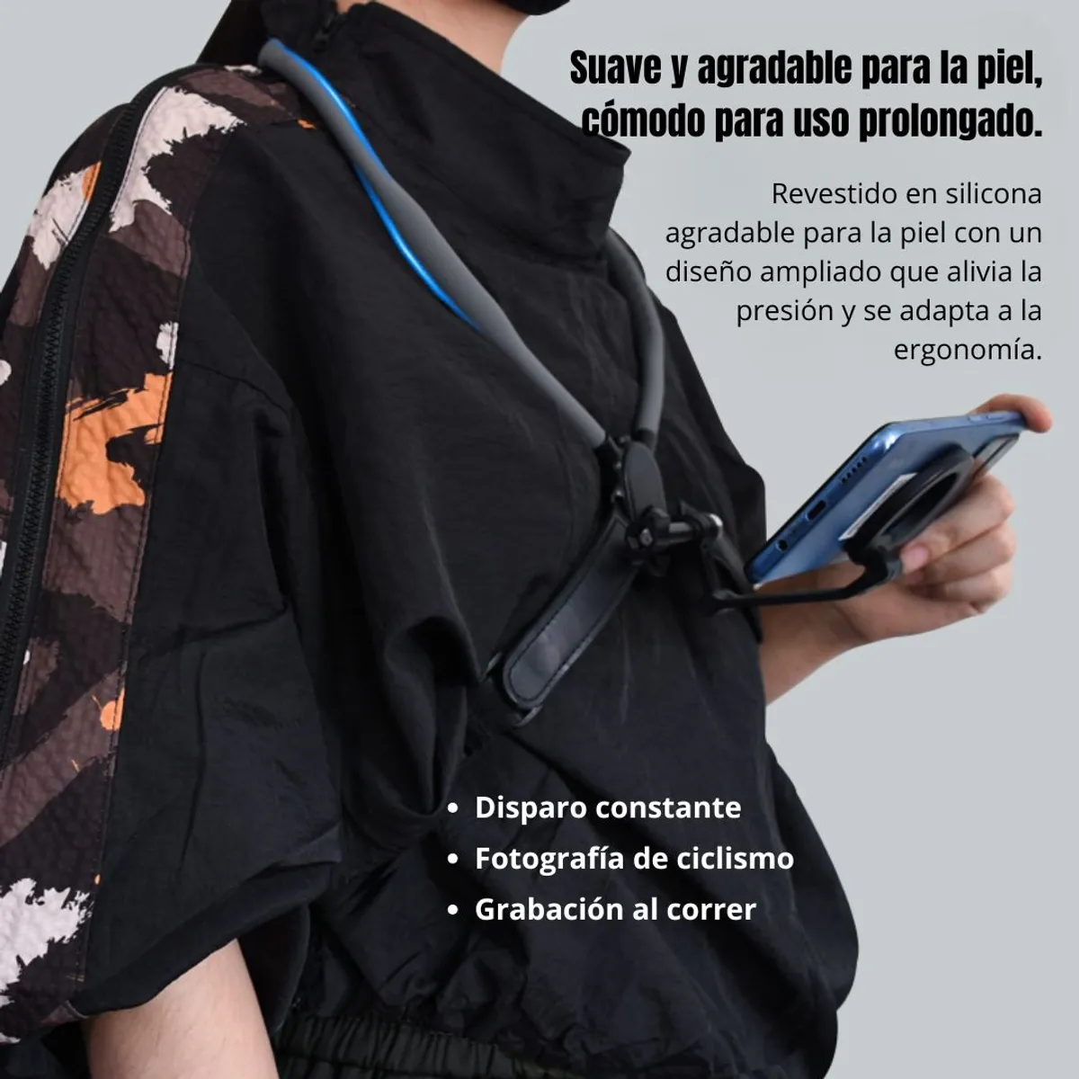 SOPORTE MAGNÉTICO DE CUELLO PARA CELULAR MANOS LIBRES CON ROTACIÓN 360° PARA GRABACIÓN VLOGS Y POV - 5