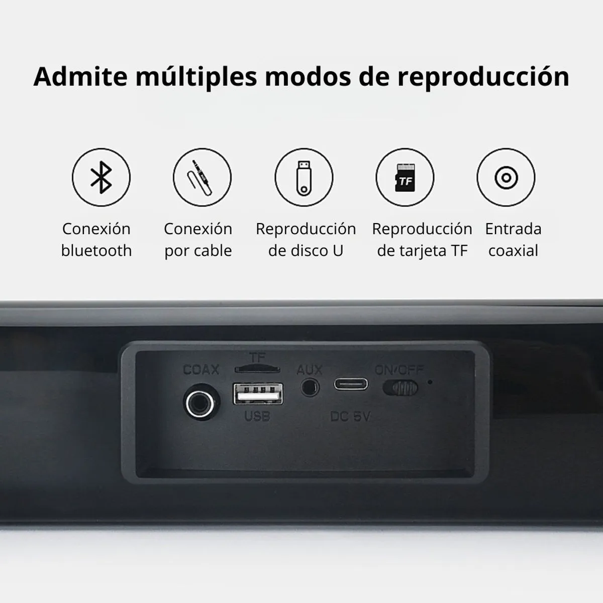 BARRA DE SONIDO BLUETOOTH 20W SOUNDBAR PARA TV Y PC CON SONIDO ENVOLVENTE Y MÚLTIPLES ENTRADAS - 4