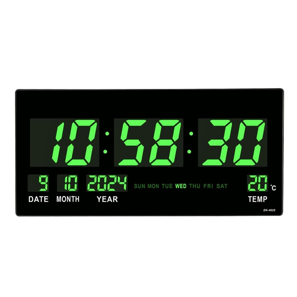 RELOJ DIGITAL LED GRANDE DE PARED 46 CM CON HORA 12/24H, FECHA, DÍA, TEMPERATURA Y BRILLO AUTOMÁTICO - 1