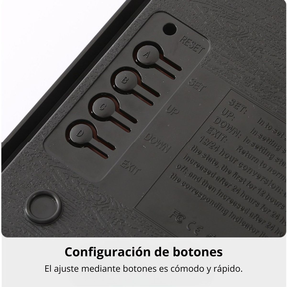 RELOJ DIGITAL LED GRANDE DE PARED 46 CM CON HORA 12/24H, FECHA, DÍA, TEMPERATURA Y BRILLO AUTOMÁTICO - 6