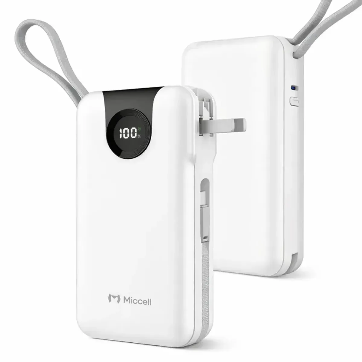 POWER BANK 20000MAH 35W CARGA RÁPIDA CON CABLES INTEGRADOS USB-C LIGHTNING MICCELL VQ-P59 - 1