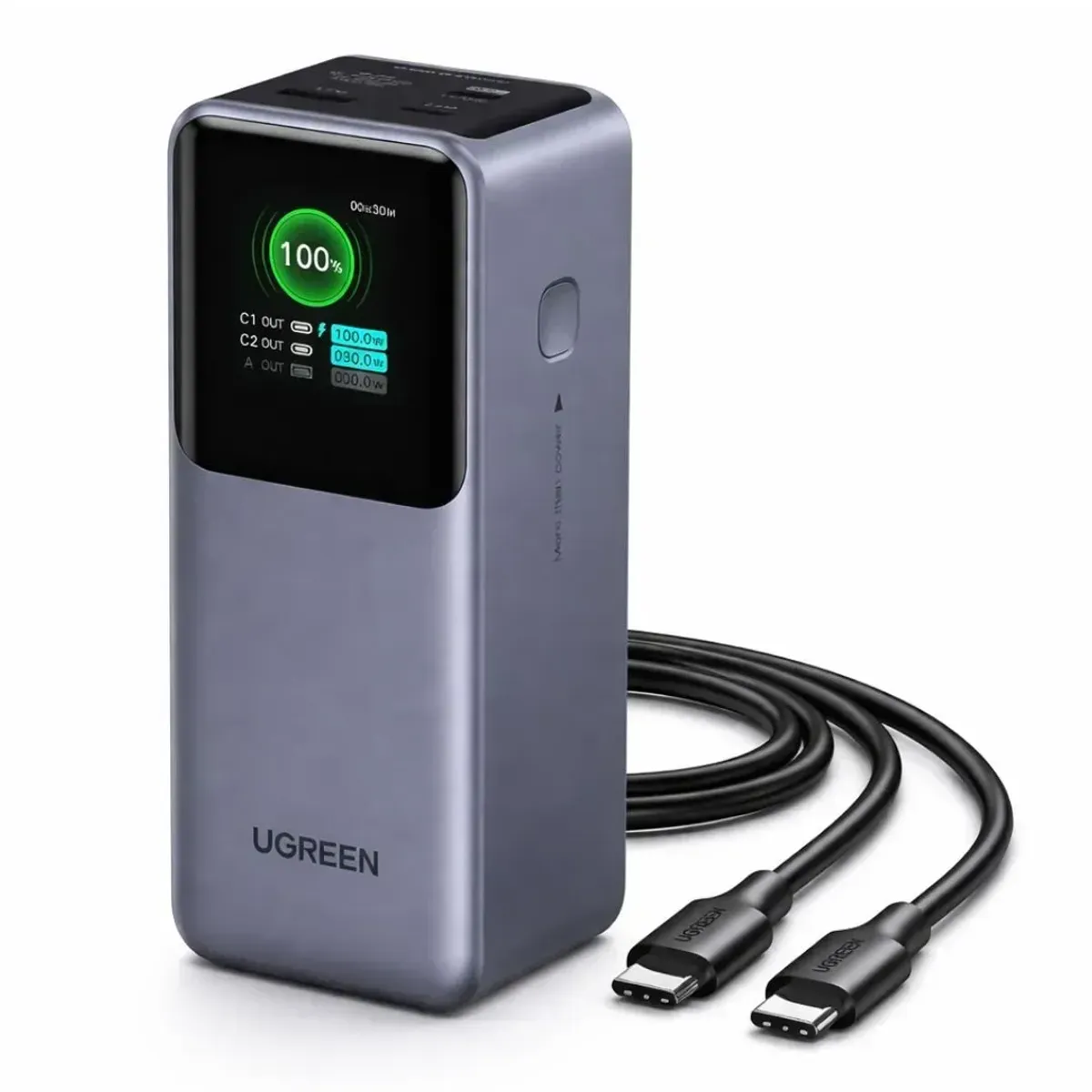 POWER BANK UGREEN NEXODE 20000MAH 100W PD 3.0 CON PANTALLA TFT USB-C PARA LAPTOP Y CELULAR PB721 - 1