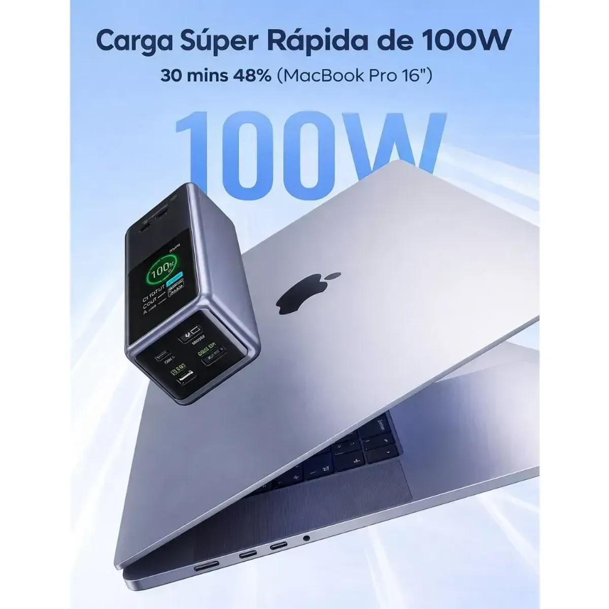 POWER BANK UGREEN NEXODE 20000MAH 100W PD 3.0 CON PANTALLA TFT USB-C PARA LAPTOP Y CELULAR PB721 - 2