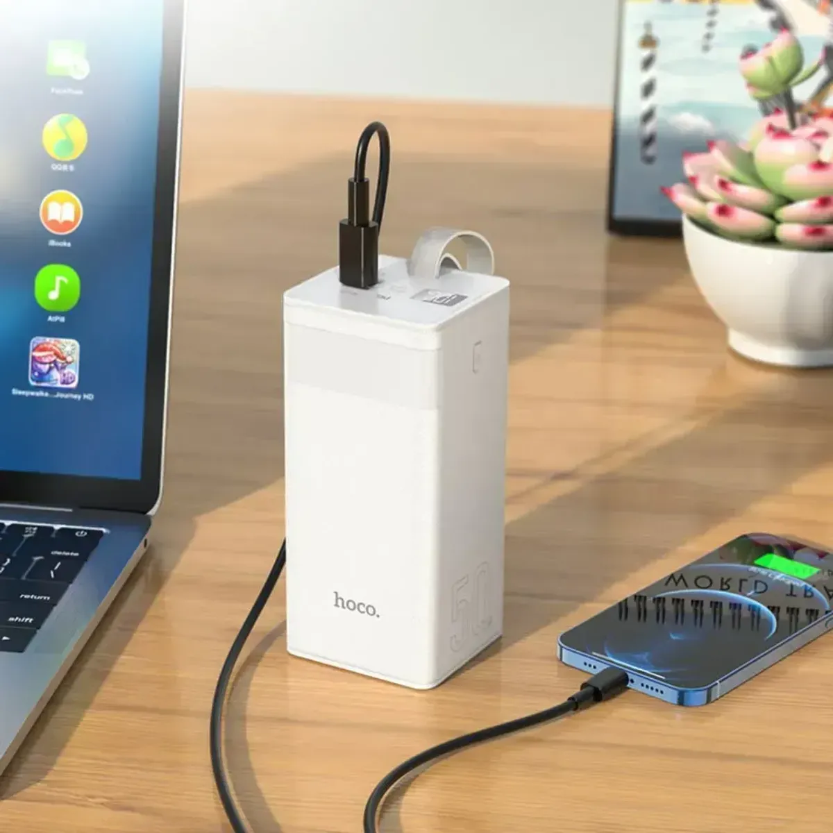 POWER BANK 50000 MAH HOCO J86A CARGA RÁPIDA 22.5W PANTALLA LED LINTERNA USB TIPO C - 6